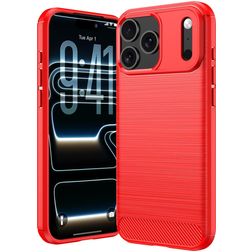 Mobigear Brushed Slim iPhone 18 Pro Max Hülle Flexibles TPU Backcover - Rot