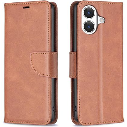Mobigear Excellent iPhone 17 Hülle Klapphülle Geldbörse - Braun