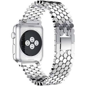 Mobigear Honeycomb Edelstahl Apple Watch Armband Dornschließe - 42/41/40/38 mm - Silber