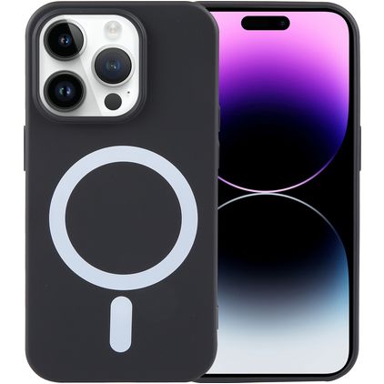 Mobigear Rubber Touch iPhone 15 Pro Silikon MagSafe Hülle Backcover - Schwarz