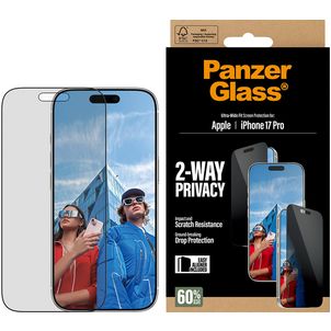 PanzerGlass Ultra-Wide Fit iPhone 17 Pro Panzerglas Displayschutz Privacy - Hüllenfreundlich + Montagerahmen - Schwarz