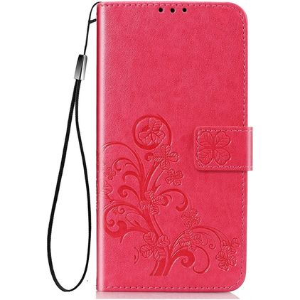 Mobigear Clover Samsung Galaxy A21s Hülle Klapphülle Geldbörse - Pink
