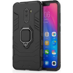 Mobigear Armor Ring Xiaomi Pocophone F1 Hülle Hardcase Backcover Stoßfest mit Ringhalter - Schwarz