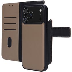 Mobiparts iPhone 17 Pro Max Hülle Echtes Leder Abnehmbare 2in1 Klapphülle Geldbörse - Taupe