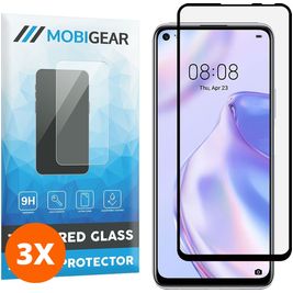Mobigear Premium Huawei P40 Lite 5G Panzerglas Gehärtetes Glas Displayschutz - Hüllenfreundlich - Schwarz (3er Pack)