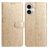 Mobigear Flowers iPhone 17 Hülle Klapphülle Geldbörse - Gold