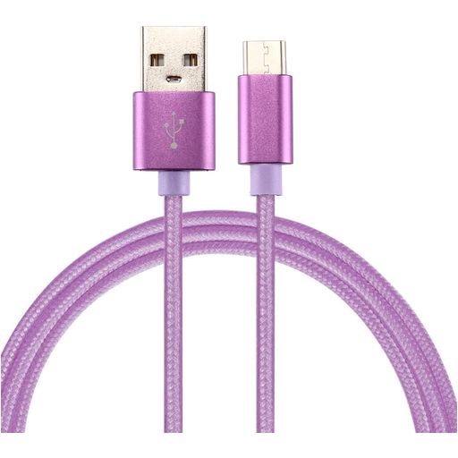 Mobigear Nylon USB-A auf USB-C Kabel 1 Meter - Lila