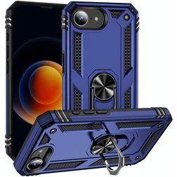 Mobigear Armor Ring iPhone 17e Hülle Hardcase Backcover Stoßfest mit Ringhalter - Blau