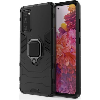 Mobigear Armor Ring Samsung Galaxy S20 FE Hülle Hardcase Backcover Stoßfest mit Ringhalter - Schwarz