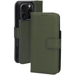 Mobiparts iPhone 16 Pro MagSafe Hülle Echtes Leder Abnehmbare 2in1 Klapphülle Geldbörse - Grün