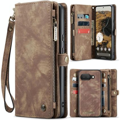 CaseMe 008 Google Pixel 9a Hülle Abnehmbare 2in1 Klapphülle Geldbörse - Braun