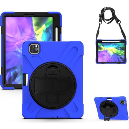 Mobigear SureGrip XGuard iPad Pro 11 Zoll (2022) Hülle Kunststoff,Silikon Backcover + Stifthalter + Schulterträger + Ständer - Blau