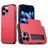 Mobigear Card iPhone 16 Pro Hülle Hardcase Backcover Stoßfest mit Kartenhalter - Rot
