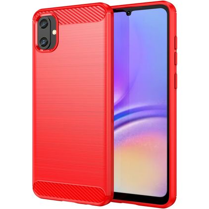 Mobigear Brushed Slim Samsung Galaxy A05 Hülle Flexibles TPU Backcover - Rot