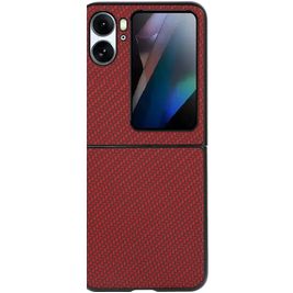 Mobigear Carbon OPPO Find N2 Flip Hülle Hardcase Backcover - Rot