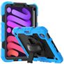 Mobigear SureGrip Xtreme iPad Mini 7 (2024) Hülle Kunststoff,Silikon Backcover + Stifthalter + Schulterträger + Ständer - Schwarz / Blau