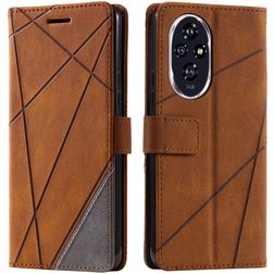 Mobigear Rhombus HONOR 200 Hülle Klapphülle Geldbörse - Braun