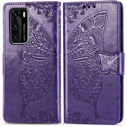 Mobigear Butterfly Huawei P40 Hülle Klapphülle Geldbörse - Lila