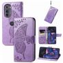Mobigear Butterfly Motorola Edge (2022) Hülle Klapphülle Geldbörse - Lila