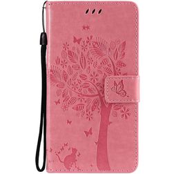 Mobigear Tree Samsung Galaxy S21 Hülle Klapphülle Geldbörse - Magenta