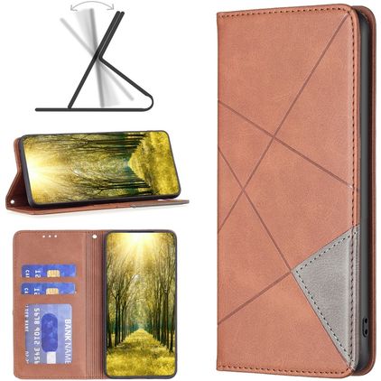 Mobigear Rhombus Slim Realme C31 Hülle Klapphülle - Braun