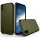 Mobigear Card iPhone XS Hülle Hardcase Backcover Stoßfest mit Kartenhalter - Armeegrün