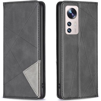 Mobigear Rhombus slim Xiaomi 12 Lite Hülle Klapphülle - Schwarz