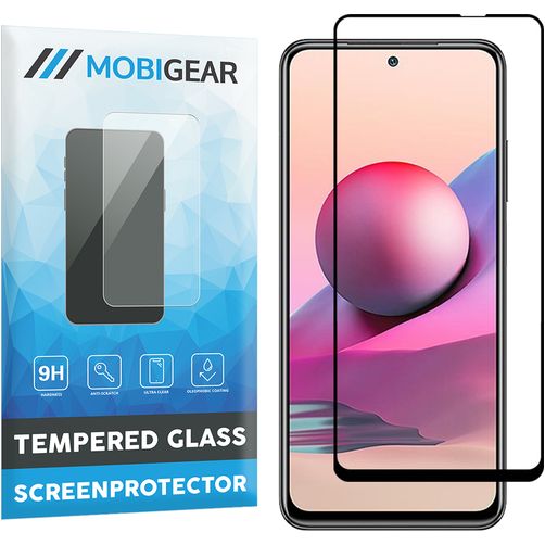 Mobigear Premium Xiaomi Redmi Note 10S Panzerglas Gehärtetes Glas Displayschutz - Hüllenfreundlich - Schwarz