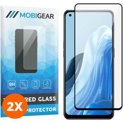 Mobigear Premium OPPO Reno 8 Lite Panzerglas Displayschutz - Hüllenfreundlich - Schwarz (2er Pack)