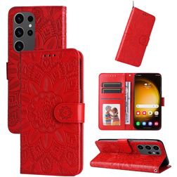 Mobigear Sunflower Samsung Galaxy S24 Ultra Hülle Klapphülle Geldbörse - Rot