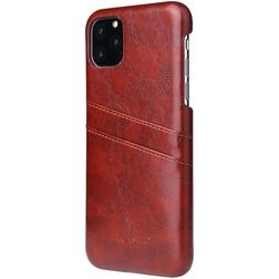 Fierre Shann Premium Card iPhone 11 Hülle Backcover mit Kartenhalter - Braun