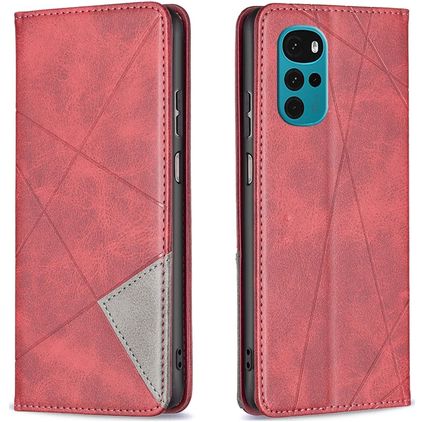 Mobigear Rhombus Slim Motorola Moto G22 Klapphülle - Rot