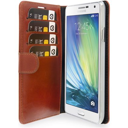 Valenta Classic Samsung Galaxy A7 (2015) Hülle Echtes Leder Klapphülle Geldbörse - Luxury Brown
