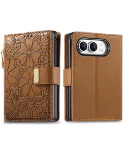 Mobigear Flowers iPhone Duo Klapphülle Portemonnaie - Braun