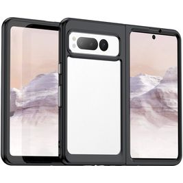 Mobigear Crystal Google Pixel Fold Hülle Hardcase Backcover - Transparent / Schwarz