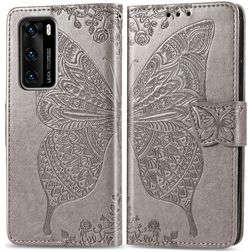 Mobigear Butterfly Huawei P40 Hülle Klapphülle Geldbörse - Grau