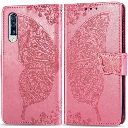 Mobigear Butterfly Samsung Galaxy A50 Hülle Klapphülle Geldbörse - Pink