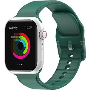 Mobigear Dashed Silikon Apple Watch Armband Dornschließe - 49/46/45/44 mm - Grün
