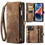 Caseme 008 iPhone 15 Hülle Abnehmbare 2in1 Klapphülle Geldbörse - Braun
