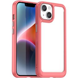 Mobigear Crystal iPhone 15 Hülle Hardcase Backcover - Transparent / Rot