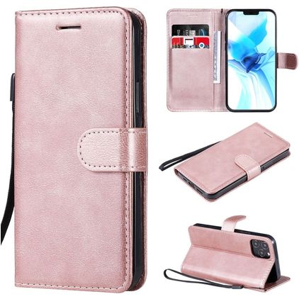 Mobigear Premium iPhone 12 Hülle Klapphülle Geldbörse - Roségold