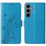 Mobigear Flowers Samsung Galaxy S24 FE Hülle Klapphülle Geldbörse - Blau