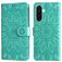 Mobigear Sunflower Samsung Galaxy A37 Hülle Klapphülle Geldbörse - Grün