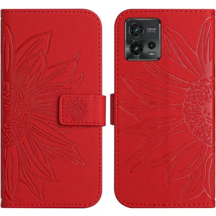 Mobigear Sunflower Motorola Moto G72 Hülle Klapphülle Geldbörse - Rot