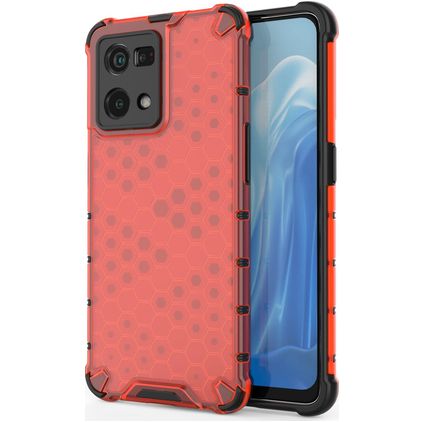 Mobigear Honeycomb OPPO Reno 7 4G Hülle Hardcase Backcover Stoßfest - Rot