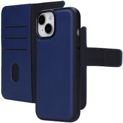 Mobiparts iPhone 15 MagSafe Hülle Echtes Leder Abnehmbare 2in1 Klapphülle Geldbörse - Blau