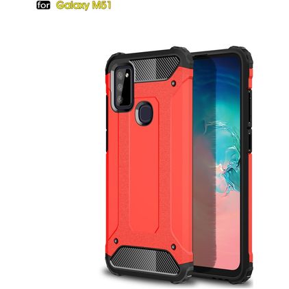 Mobigear Outdoor Samsung Galaxy M51 Hülle Hardcase Backcover Stoßfest - Rot
