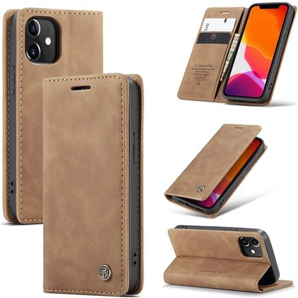 Caseme 013 iPhone 12 Mini Hülle Klapphülle Geldbörse - Braun
