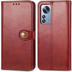 Mobigear Snap Button Xiaomi 12 Pro Hülle Klapphülle Geldbörse - Rot