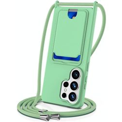 Mobigear Lanyard Card Samsung Galaxy S26 Ultra Silikon Handykette mit Kartenhalter - Grün